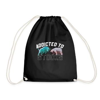 Addicted to Stocks, Bull Bear Stock Market - Drawstring Bag - black - Front