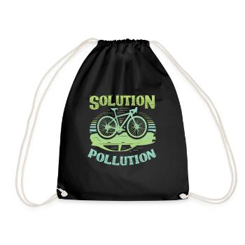 Polution Solution Umweltschutz Radfahren - Turnbeutel - Schwarz - Vorne
