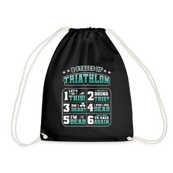 6 stages of triathlon - Drawstring Bag - black - Front