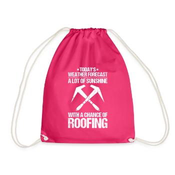 Dachdecker Dachdeckerei Dachdecken Roofer Roofing - Turnbeutel - Fuchsia - Vorne