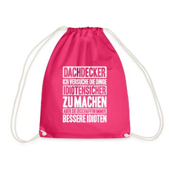 Dachdecker Dachdeckerei Dachdecken Roofer Roofing - Turnbeutel - Fuchsia - Vorne