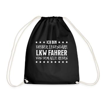 LKW Fahrer Fun Lustiges Spruch LKW Fahrer Geschenk - Turnbeutel - Schwarz - Vorne
