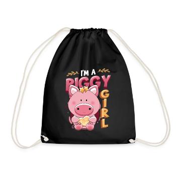 Im A Piggy Girl, Schweineliebhaber - Turnbeutel - Schwarz - Vorne