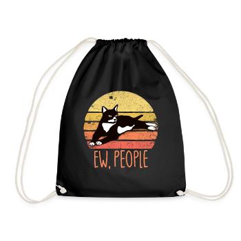 EW People Tuxedo Katze Retro introvertiertes antis - Turnbeutel - Schwarz - Vorne
