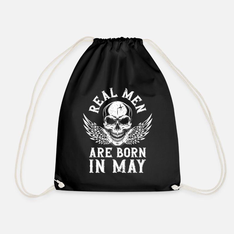 Birthday Real men are born in May - Drawstring Bag - black