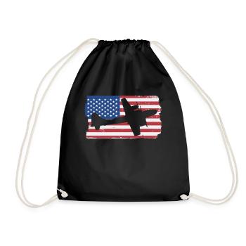 B-29 Superfording WWII Flugzeug American Flag B29 - Turnbeutel - Schwarz - Vorne