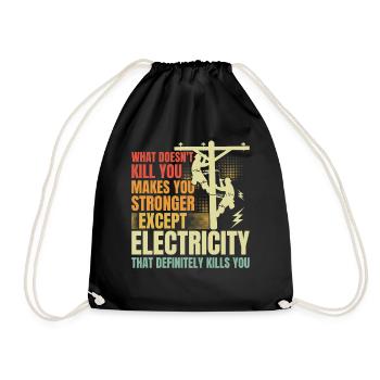 High Voltage Electrician Power Grid - Drawstring Bag - black - Front