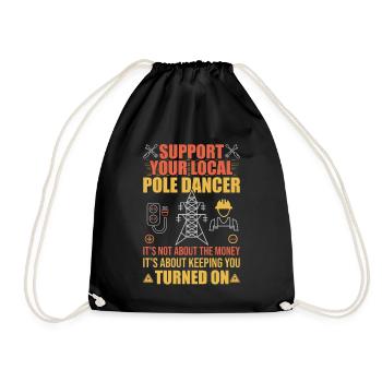 High Voltage Electrician Power Grid - Drawstring Bag - black - Front