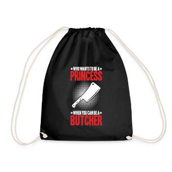 Fleischer Metzger Fleischerei Metzgerei Butcher - Turnbeutel - Schwarz - Vorne