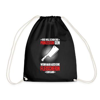 Fleischer Metzger Fleischerei Metzgerei Butcher - Turnbeutel - Schwarz - Vorne