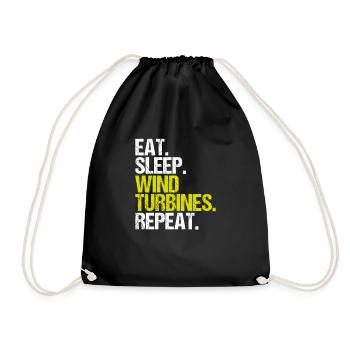 Service Technician Wind Turbines Wind Energy - Drawstring Bag - black - Front