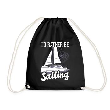 Catamaran captain I would rather sail catamaran - Drawstring Bag - black - Front