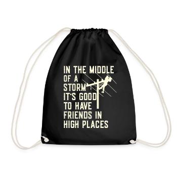 Power Lineman Power Line Electrician - Drawstring Bag - black - Front
