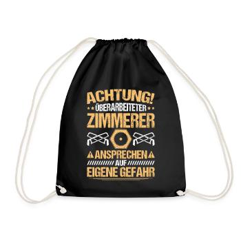 Zimmerer Zimmermann Zimmerei Carpenter Carpentry - Turnbeutel - Schwarz - Vorne