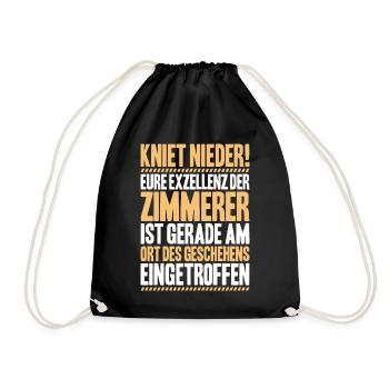 Zimmerer Zimmermann Zimmerei Carpenter Carpentry - Turnbeutel - Schwarz - Vorne
