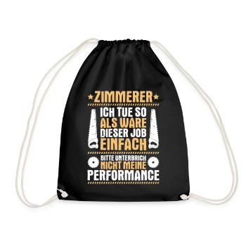 Zimmerer Zimmermann Zimmerei Carpenter Carpentry - Turnbeutel - Schwarz - Vorne