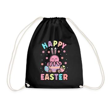 Frohe Ostern Oktopus mit Hasenohren Frühling - Turnbeutel - Schwarz - Vorne