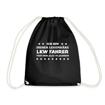 LKW Fahrer Fun Lustiges Spruch LKW Fahrer Geschenk - Turnbeutel - Schwarz - Vorne