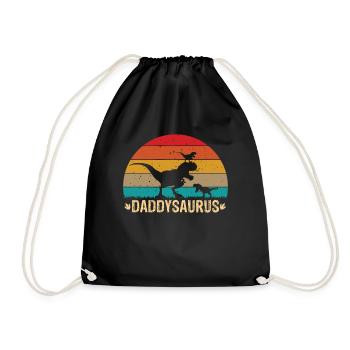 Daddysaurus T-Rex Retro Vatertag Dinosaurier Papa - Turnbeutel - Schwarz - Vorne