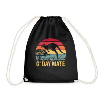 G'day Mate Kangaroo Aussie Australia Roo Gday Kump - Turnbeutel - Schwarz - Vorne