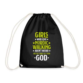 Nordic Walking Nordic Walker Nordic Walken - Drawstring Bag - black - Front