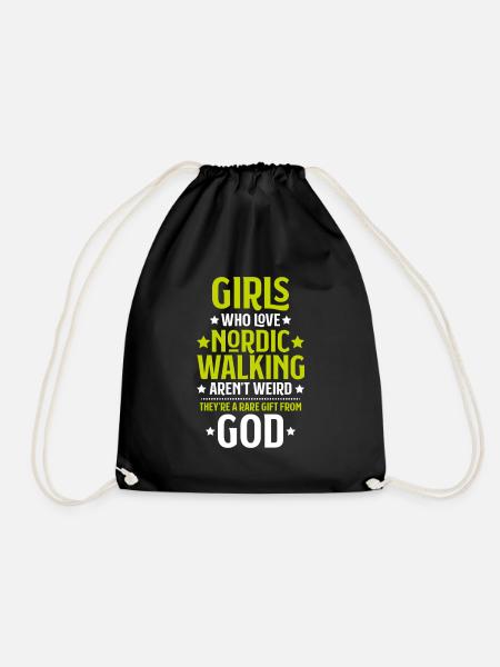 Nordic Walking Nordic Walker Nordic Walken - Drawstring Bag - black