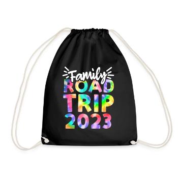 Family Road Trip 2023 Tie Dye Print Family Travel - Drawstring Bag - black - Front