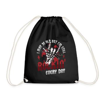 I may be old, but I'm still rocking - Drawstring Bag - black - Front