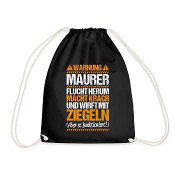 Maurer Maurermeister Mauerwerk Bricklayer Mason - Turnbeutel - Schwarz - Vorne
