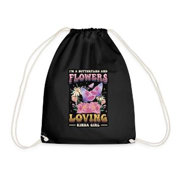 J’aime les papillons et les fleurs - Sac de sport léger - noir - Devant