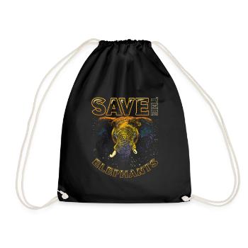 Save the elephants - Drawstring Bag - black - Front