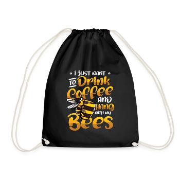 Ich Will Nur Kaffee Trinken Und Mit Bienen hängen - Turnbeutel - Schwarz - Vorne
