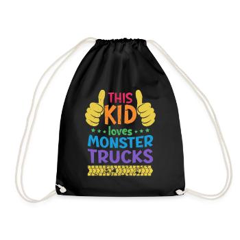 This kid loves monster trucks - Drawstring Bag - black - Front