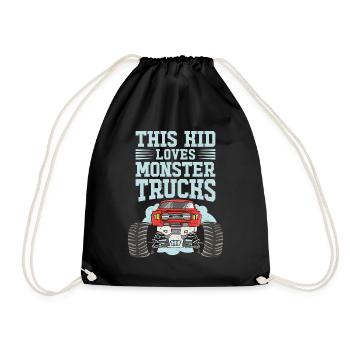 This kid loves monster trucks - Drawstring Bag - black - Front