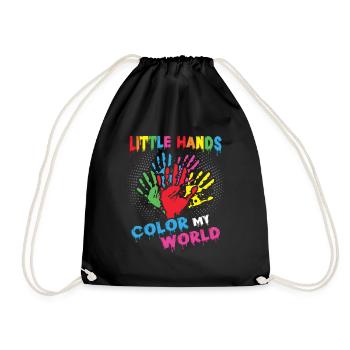 Little Hands Color My World, kindergarten teacher - Drawstring Bag - black - Front