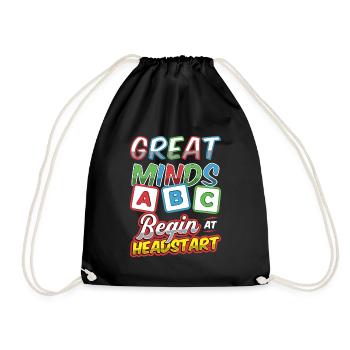 Great minds start at Headstart, ABCD Teacher - Drawstring Bag - black - Front
