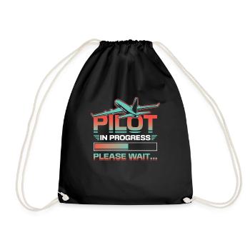Pilot in progress, please wait, aircraft training - Drawstring Bag - black - Front