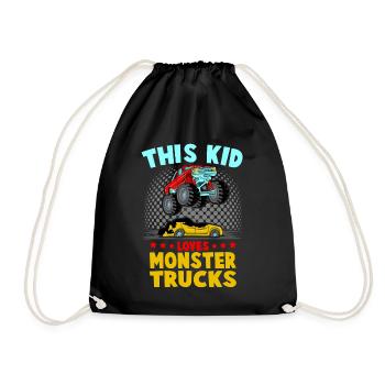 This kid loves monster trucks - Drawstring Bag - black - Front