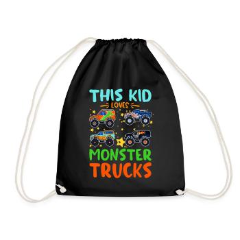 This kid loves monster trucks - Drawstring Bag - black - Front