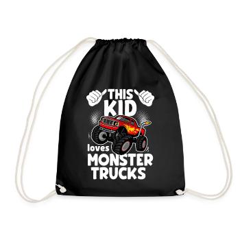 This kid loves monster trucks - Drawstring Bag - black - Front