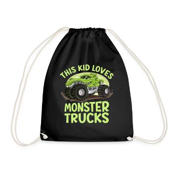 This kid loves monster trucks - Drawstring Bag - black - Front