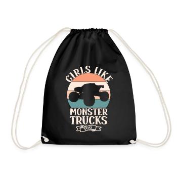 Girls also like monster trucks girls monsters - Drawstring Bag - black - Front