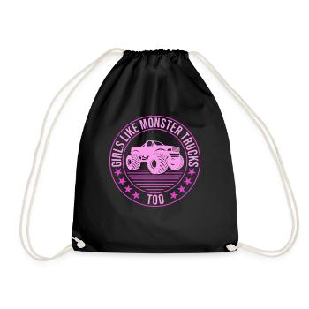 Girls like monster trucks also girls like monsters - Drawstring Bag - black - Front