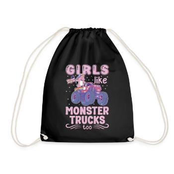 Girls also like monster trucks girls monsters - Drawstring Bag - black - Front