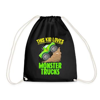 This kid loves monster trucks - Drawstring Bag - black - Front