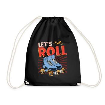 Let's Roll Roller Blade Skating, roller skater - Drawstring Bag - black - Front
