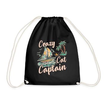 Crazy Catamaran Captain Sailing Sailor - Drawstring Bag - black - Front
