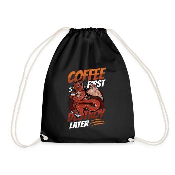 Café d’abord, détruire plus tard, caféine - Sac de sport léger - noir - Devant