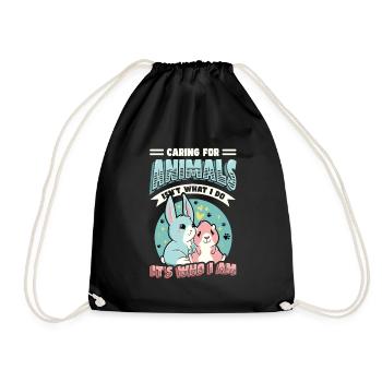 Caring for animals - animal shelter, animal lovers - Drawstring Bag - black - Front