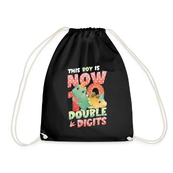 This boy is now 10, double digits - Drawstring Bag - black - Front